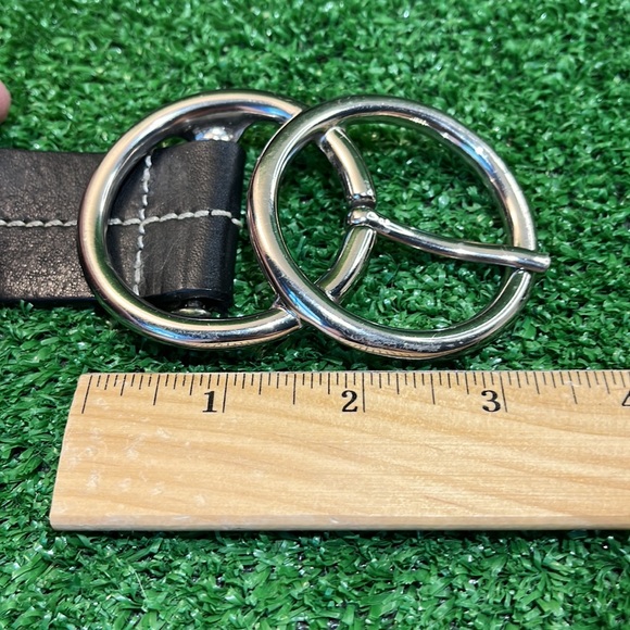 Olga Santini Womens Black DOUBLE OO Leather Embroidered Belt - Picture 6 of 6